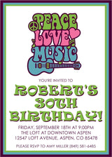1970's Hippie Birthday Party Invitations