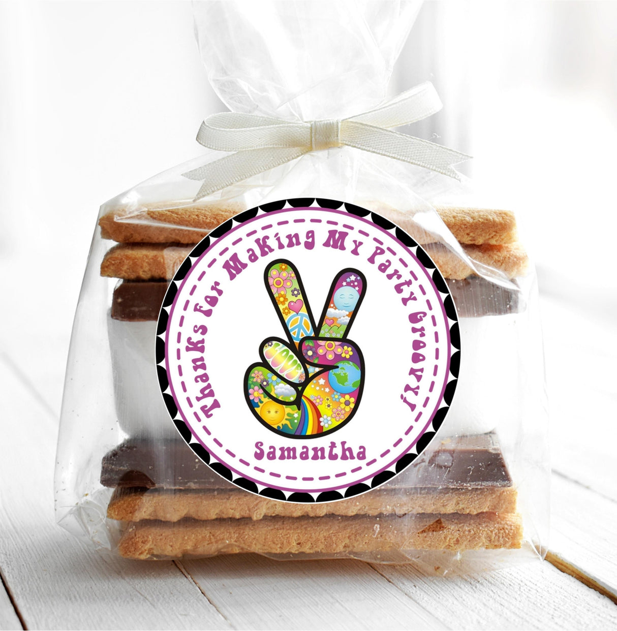 1970's Hippie Birthday Party Stickers