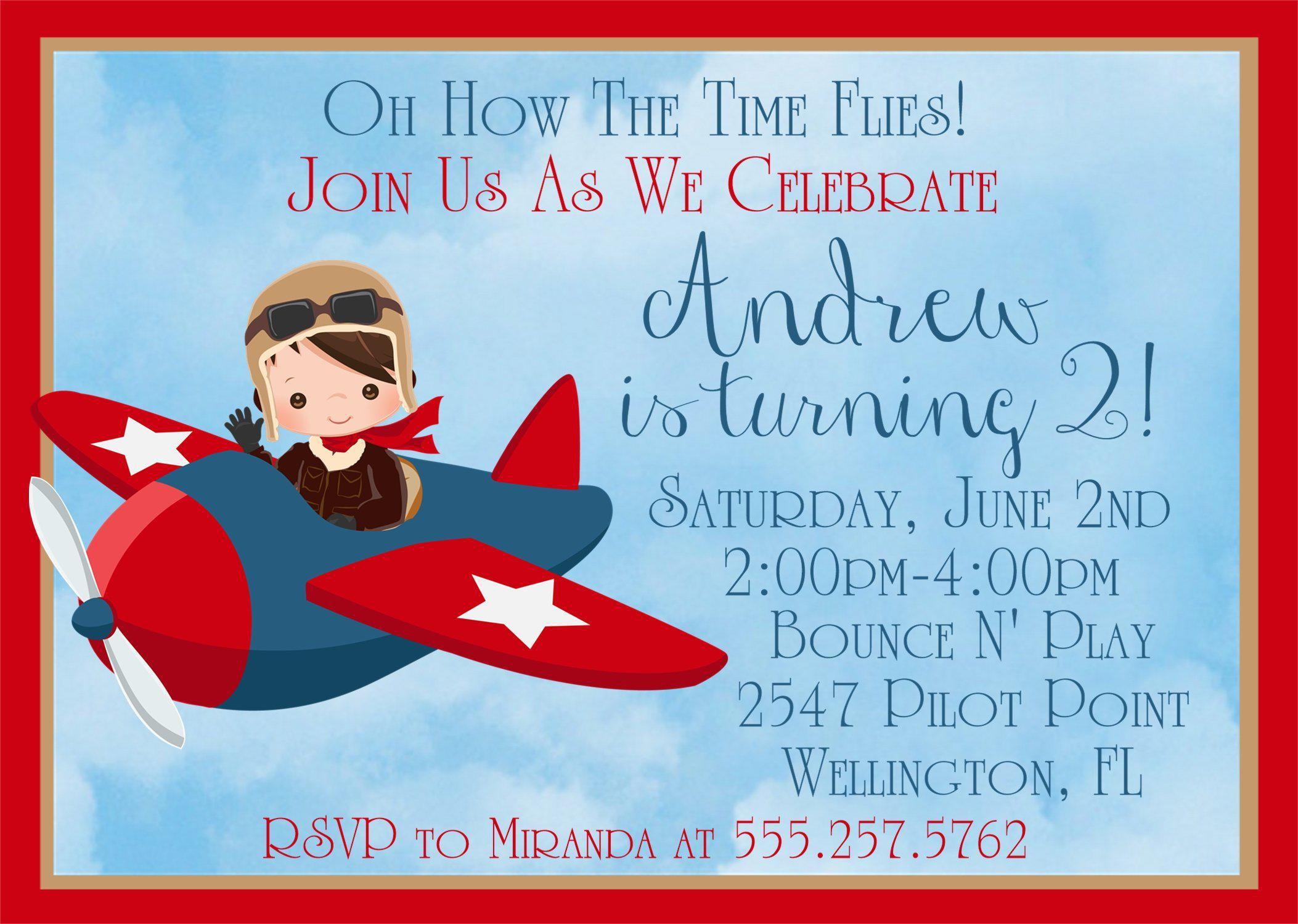 Airplane Birthday Party Invitations
