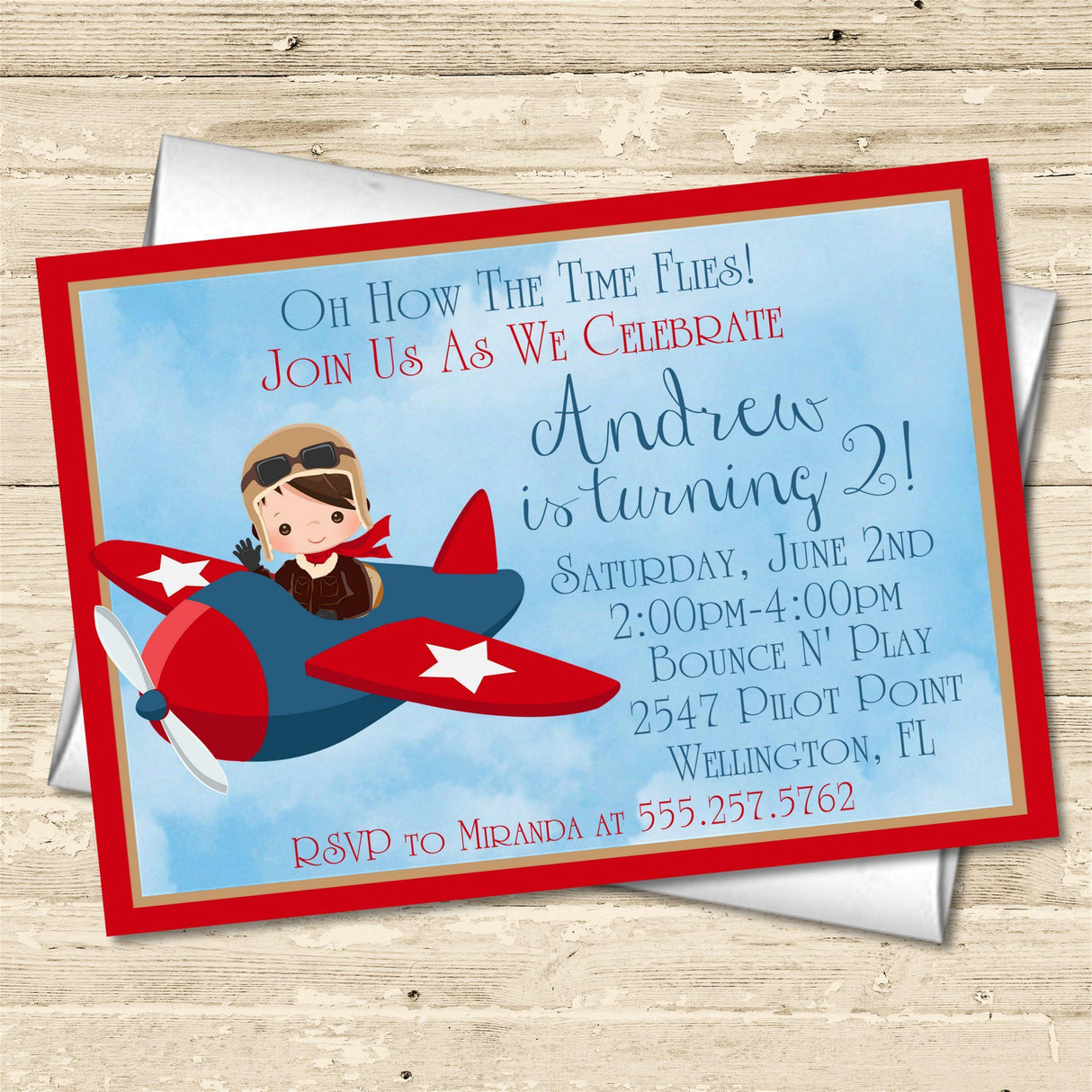 Airplane Birthday Party Invitations