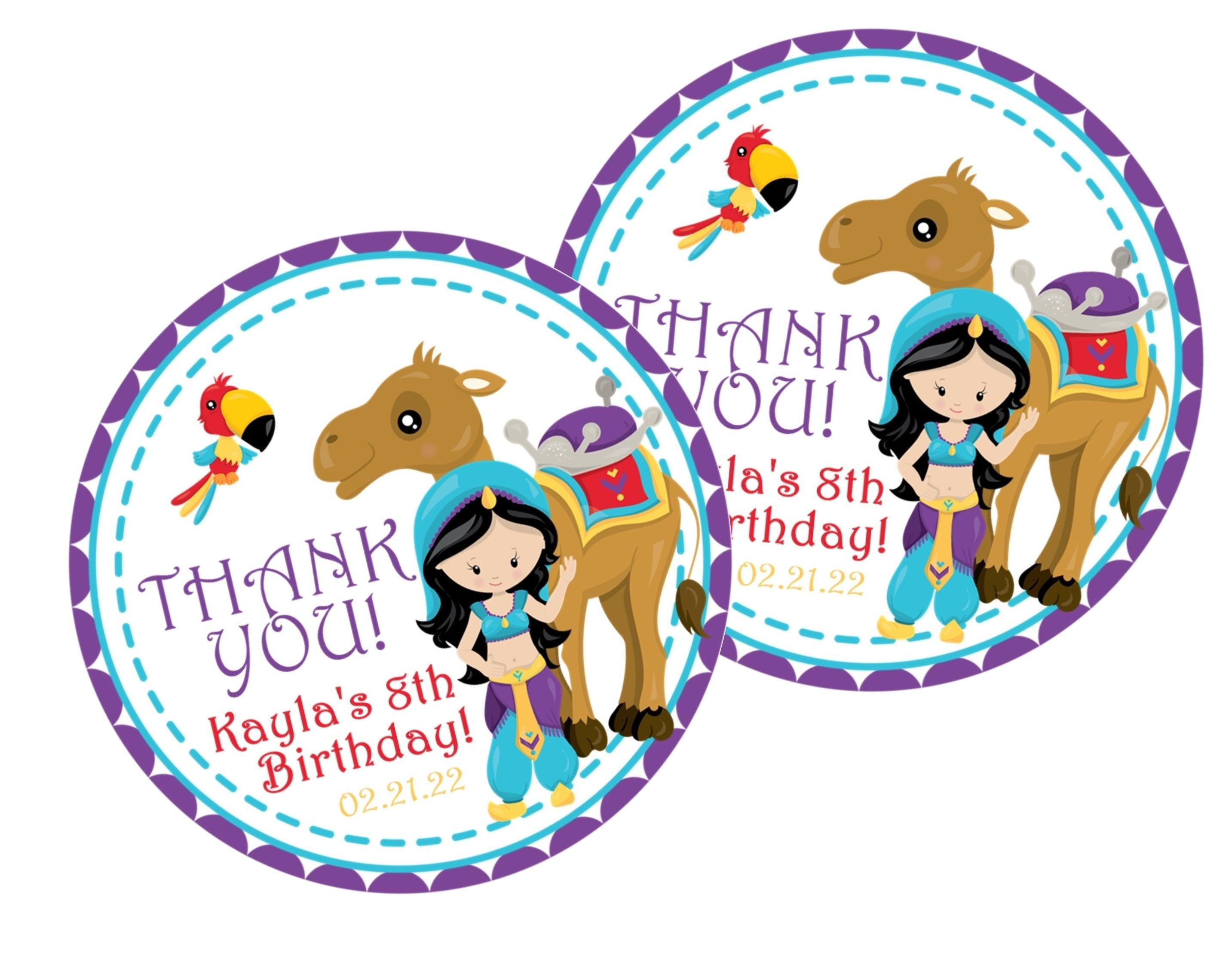 Aladdin Birthday Party Stickers Or Favor Tags