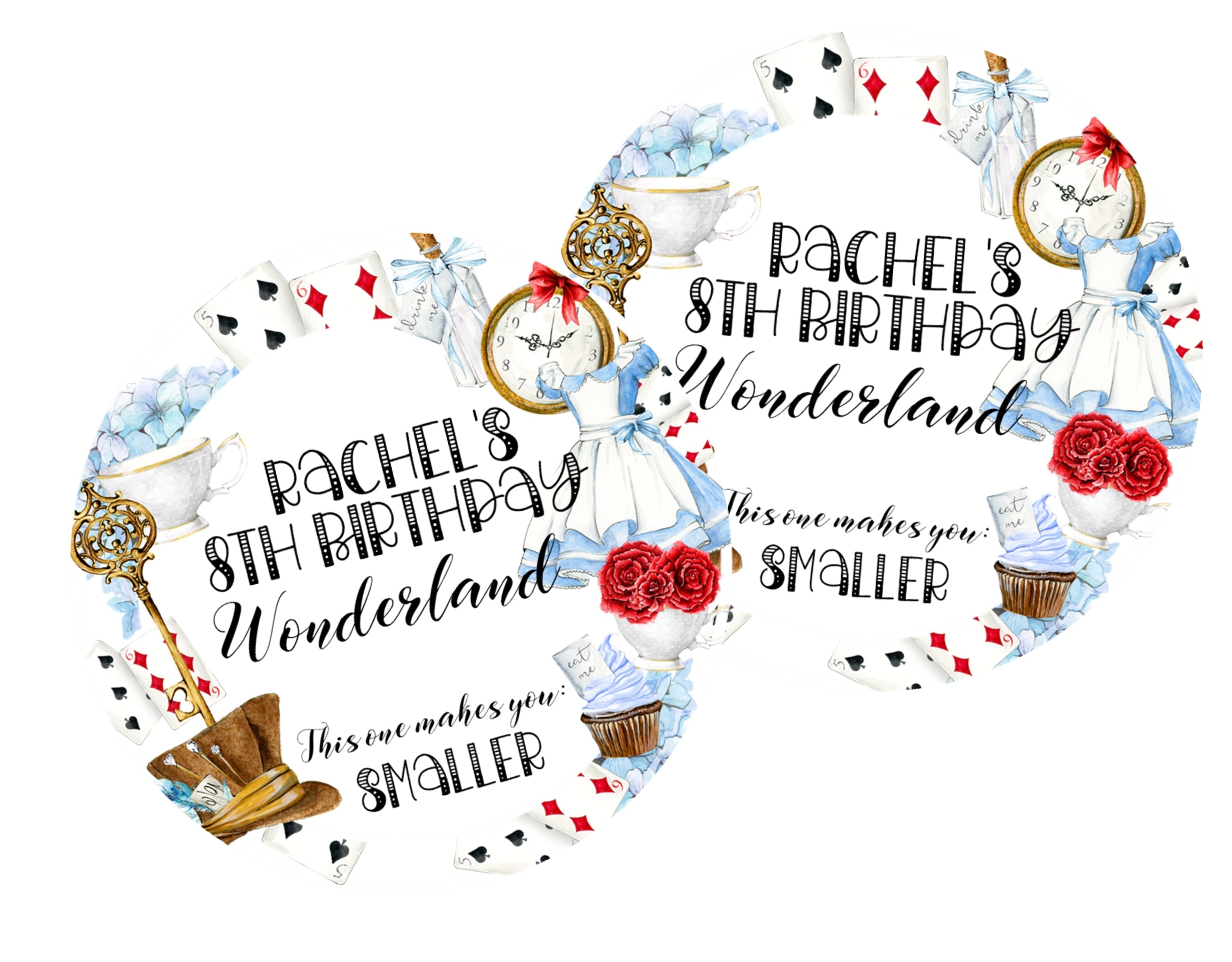 Alice In Wonderland Birthday Party Stickers