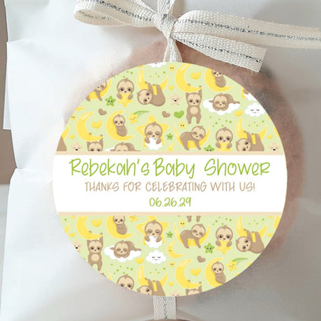 All-over sloth pattern baby shower stickers