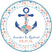 Anchor wedding favor label customized with couple names and wedding date