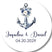 Anchor wedding favor sticker with blue flowers personalized with couple names and wedding date