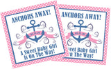 Anchors Away girl baby shower favor label