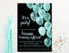 Aqua And Black Balloon Birthday Party Invitations