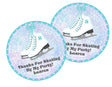 Aqua ice skating birthday sticker with personalized name