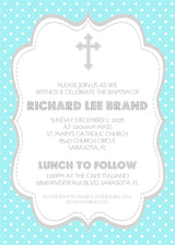 Aqua religious invitation for baptism christening or confirmation