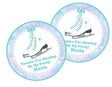 Aqua winter ice skating party favor sticker