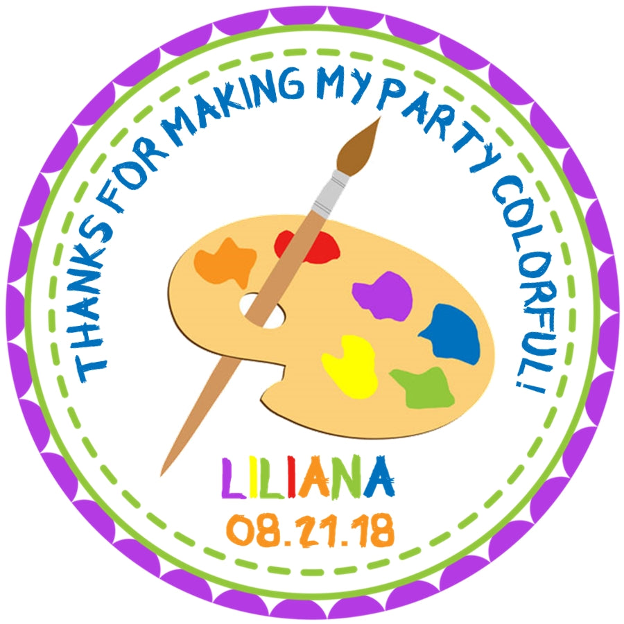 Art Palette Painting Birthday Stickers – Colorful Party Favors