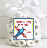 Aviation themed birthday sticker with airplane illustration