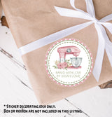 Baked With Love Stickers – Pink and Green Baking Favor Labels