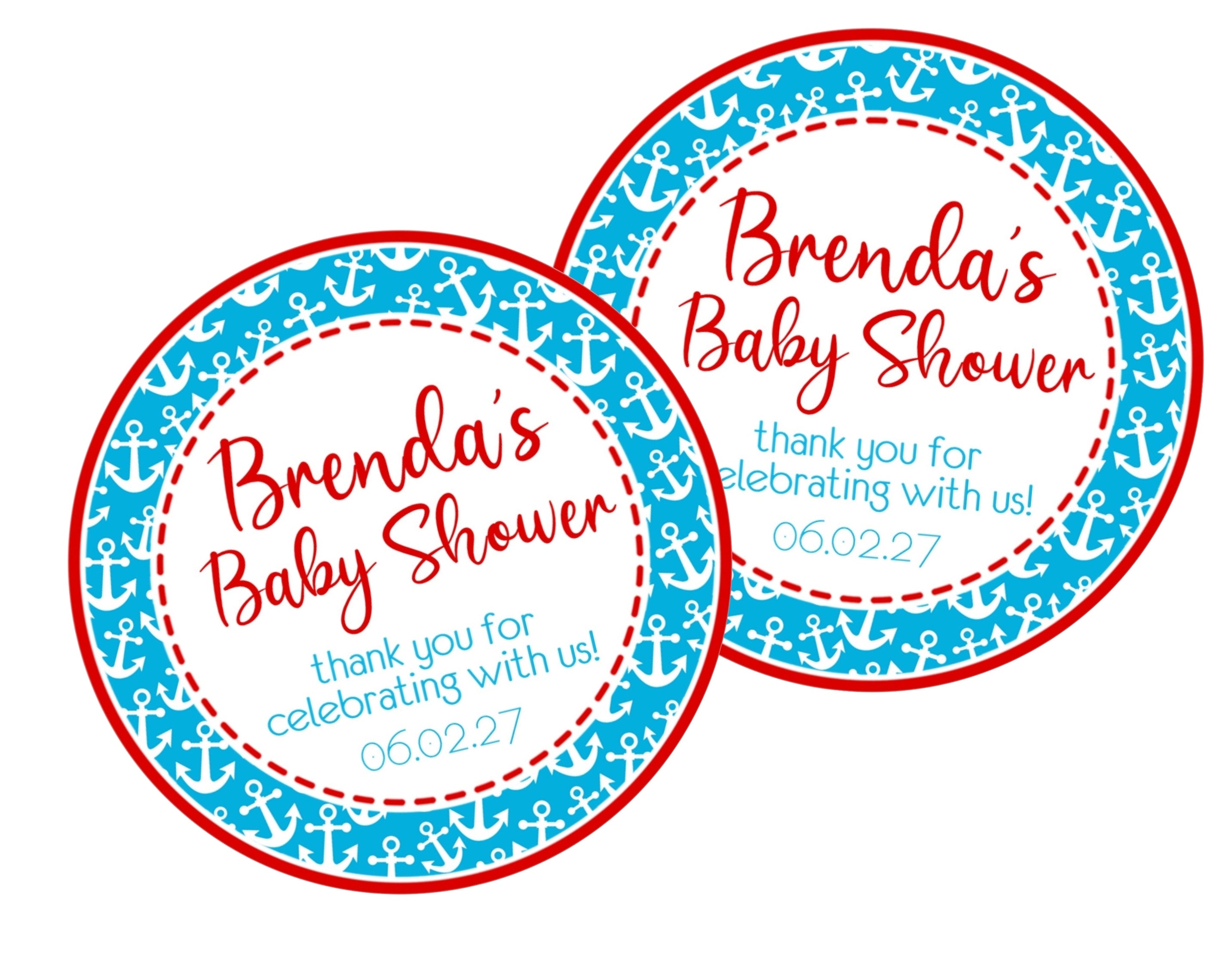 Boys Nautical Anchor Baby Shower Stickers Or Favor Tags