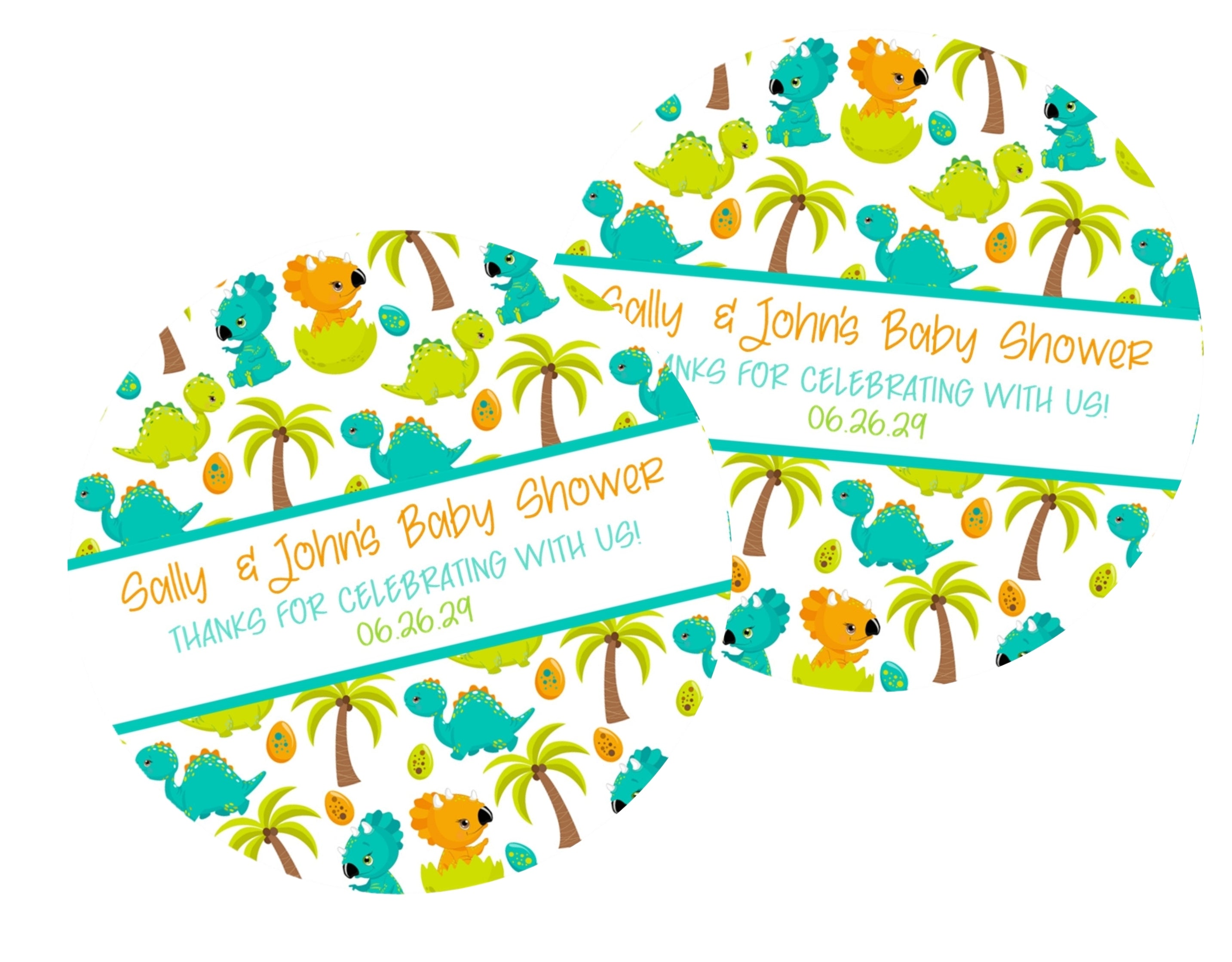 Dinosaur Baby Shower Stickers Or Favor Tags