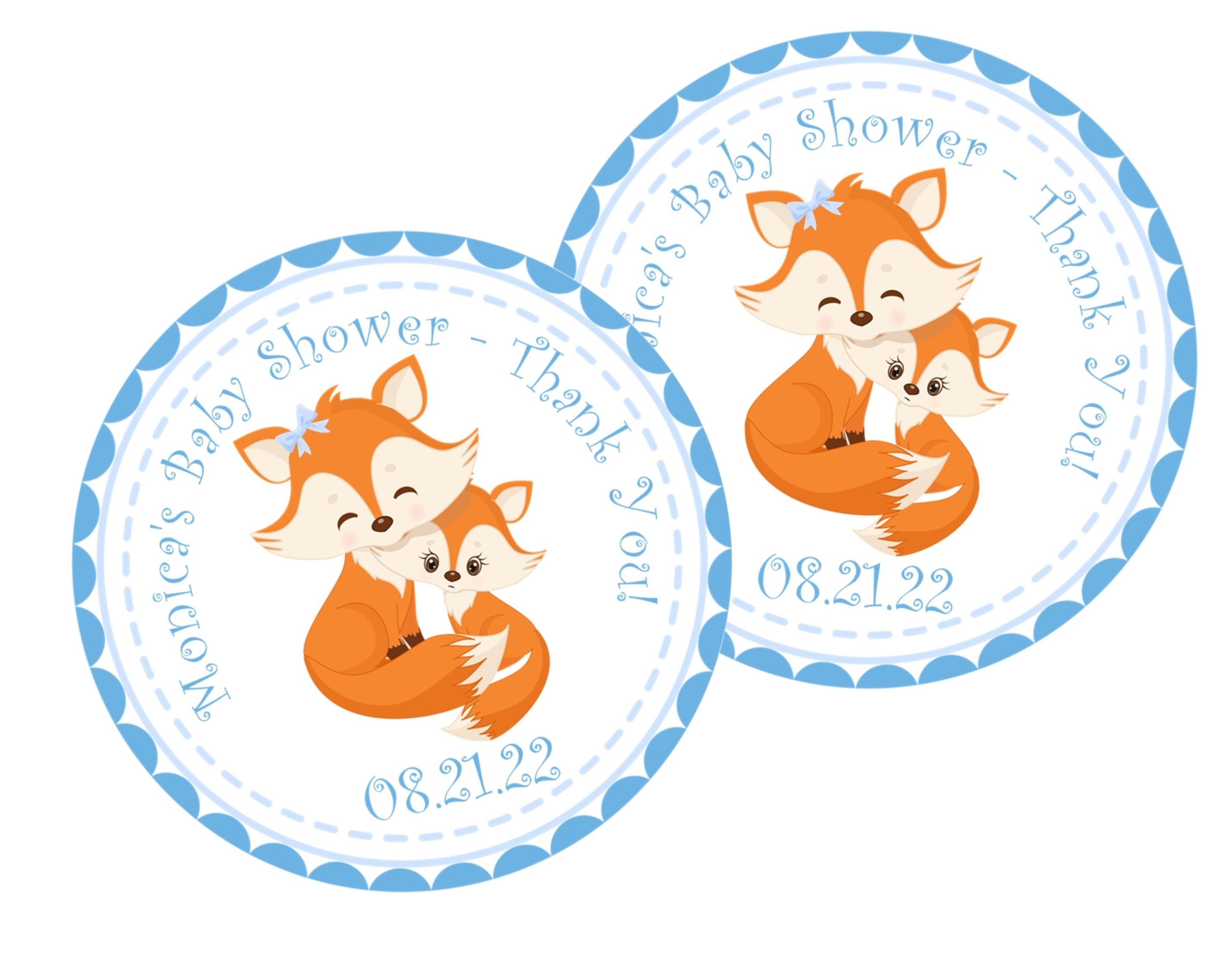 Woodlands Fox Baby Shower Stickers