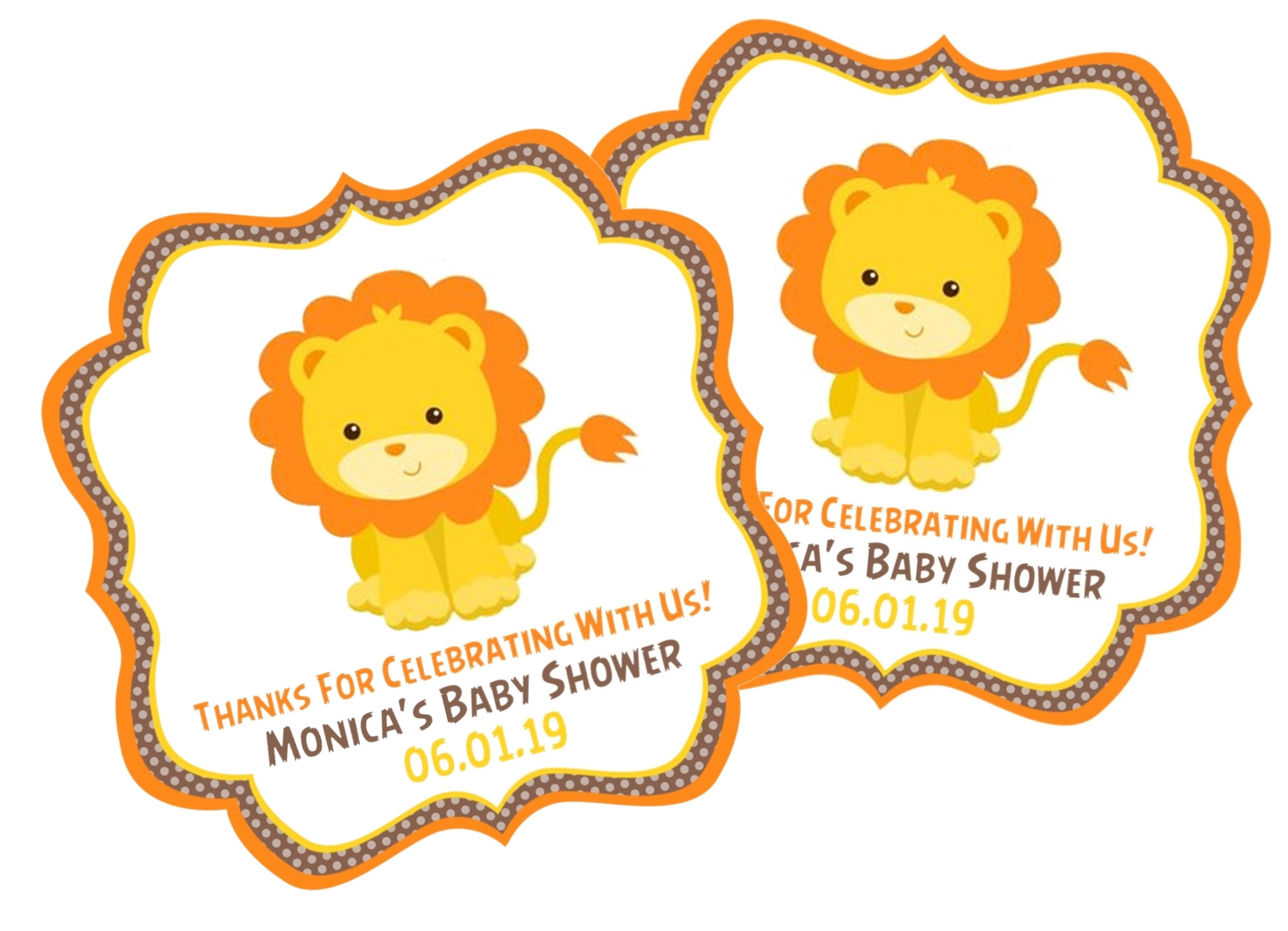 Jungle Safari Lion Baby Shower Stickers Or Favor Tags