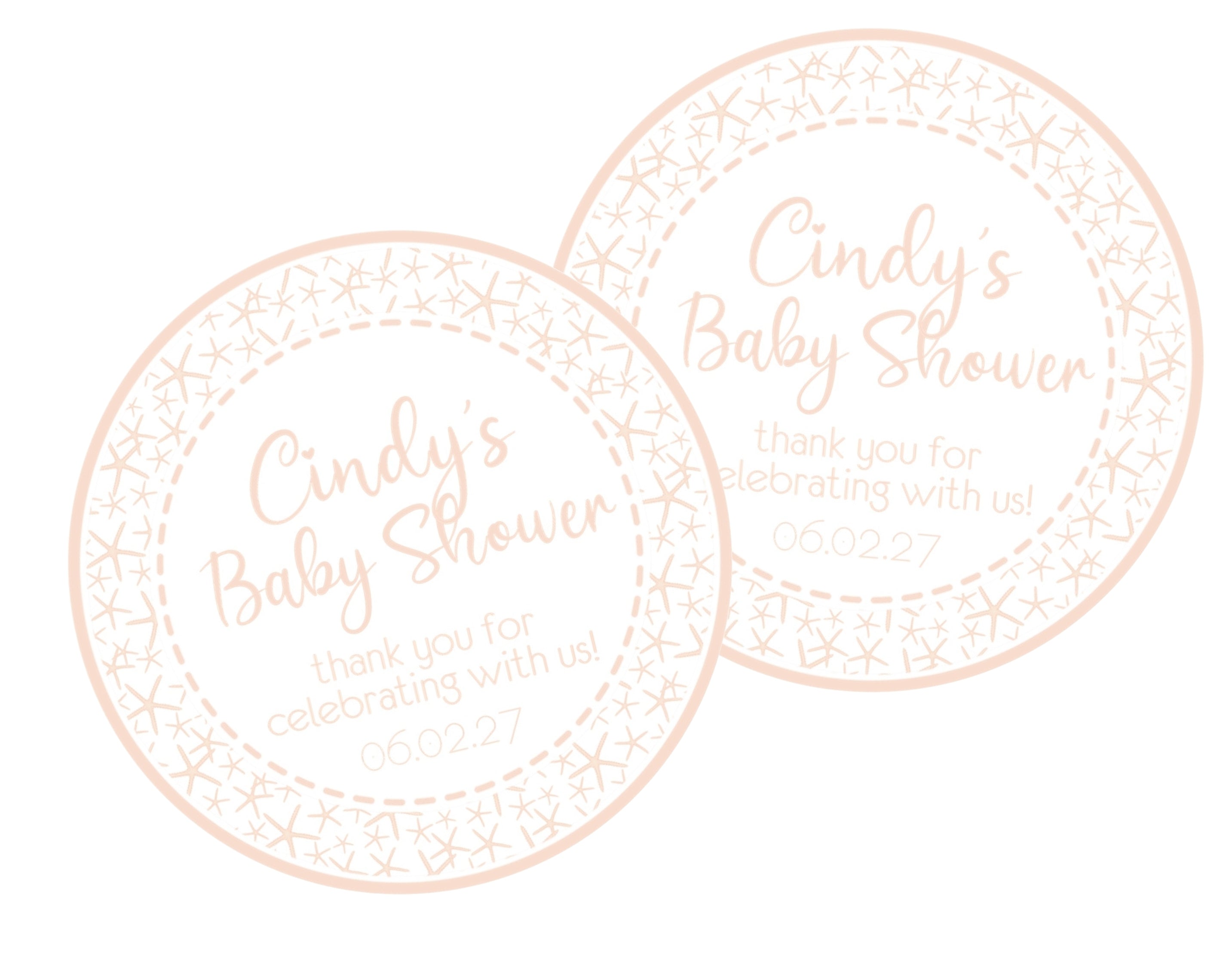 Girls Nautical Starfish Baby Shower Stickers Or Favor Tags