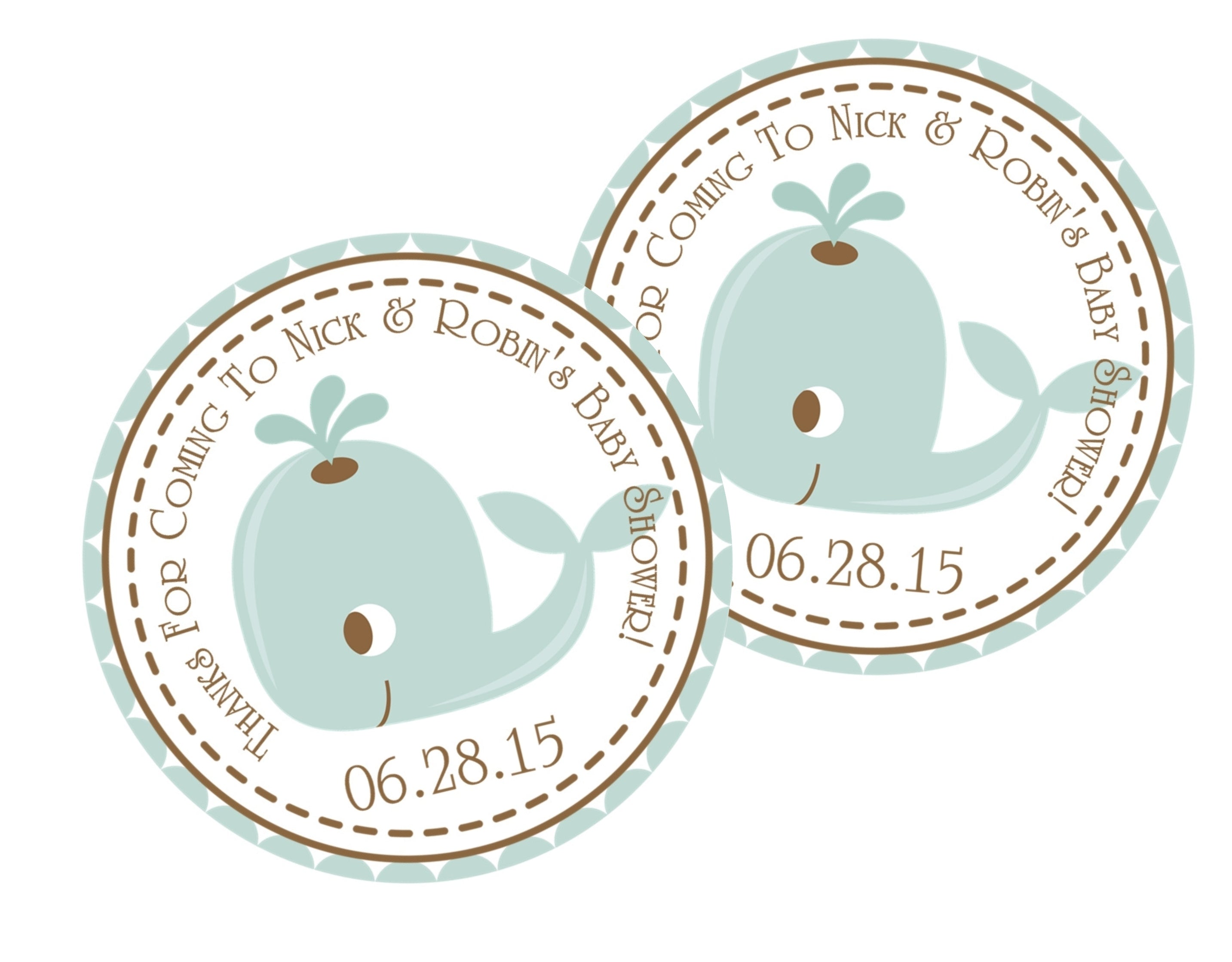 Whale Baby Shower Stickers