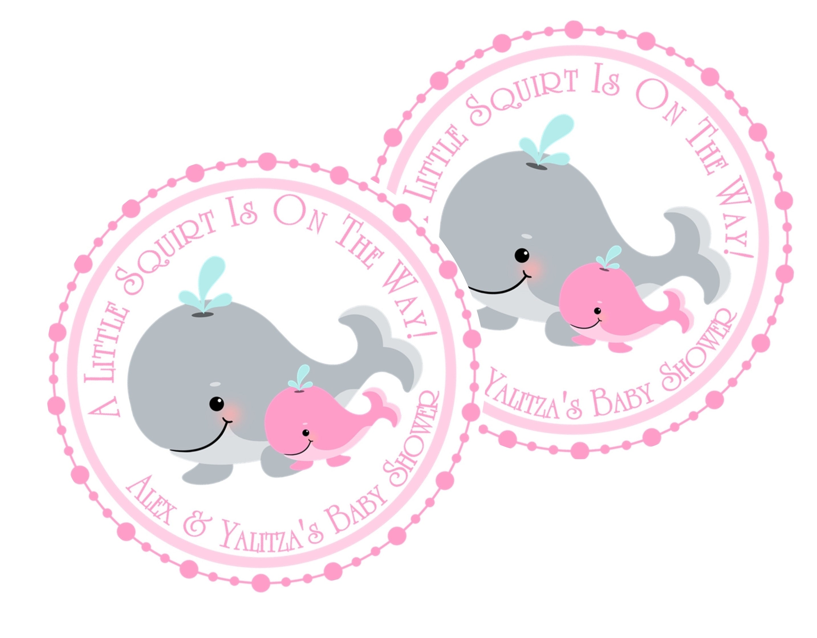 Girls Whale Baby Shower Stickers