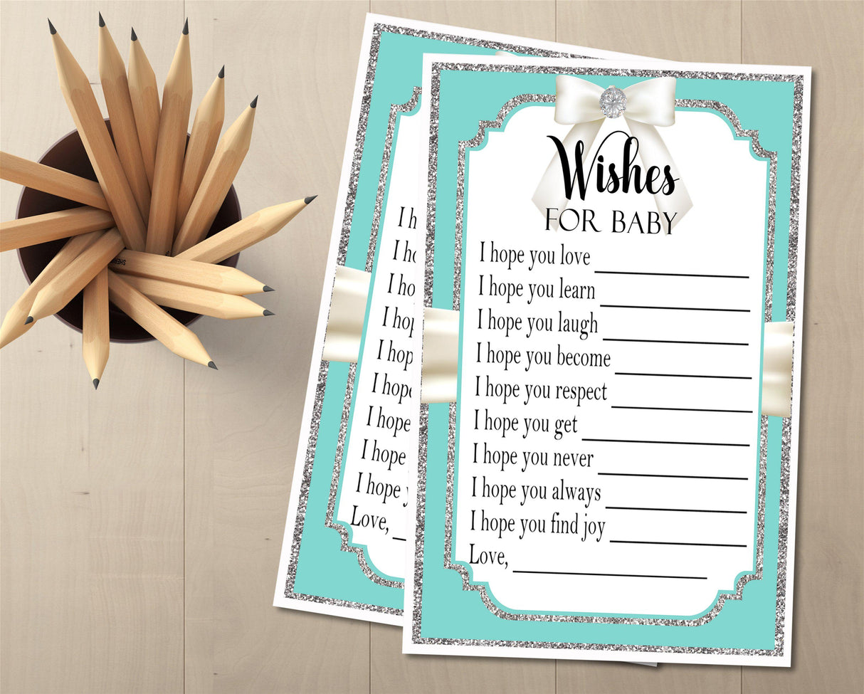 Baby & Co. Baby Shower Wish Cards Instant PDF Download