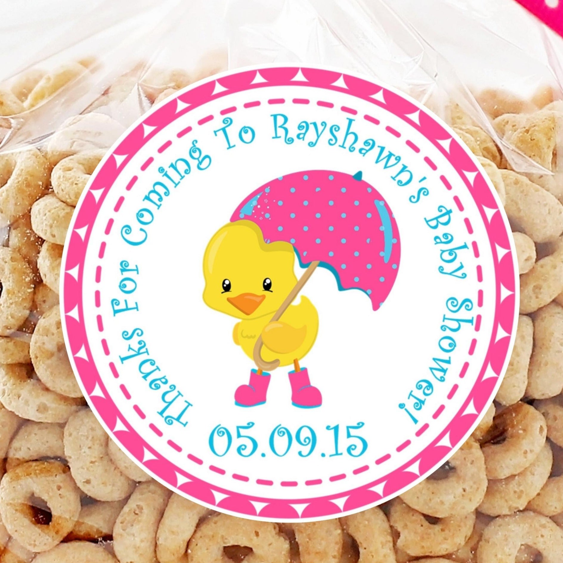 Girls Yellow Duck Baby Shower Stickers