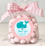 Whale Baby Shower Stickers – Under the Sea Girl Theme Favor Labels