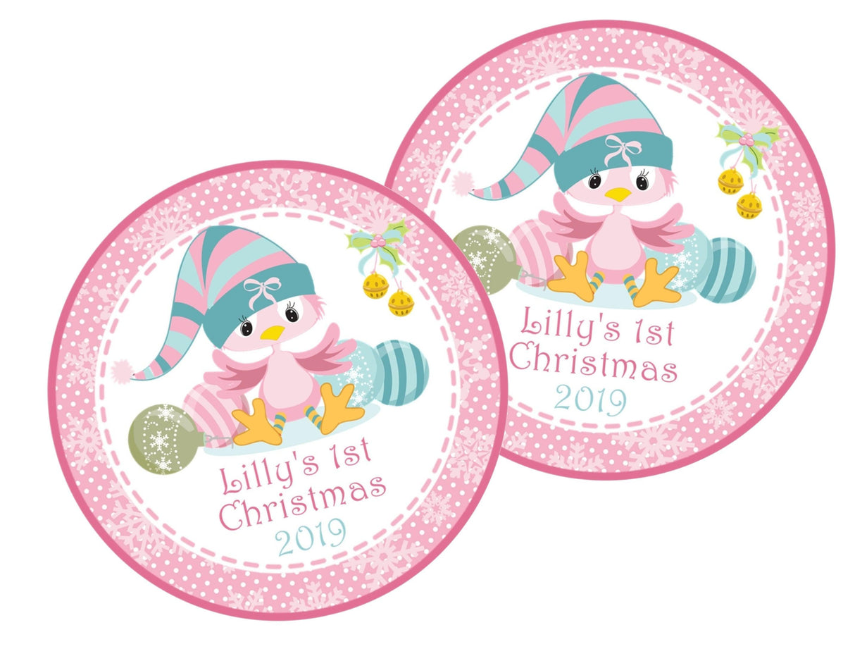 Baby first Christmas bird holiday sticker