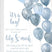 Baby shower invitation with blue balloons and text