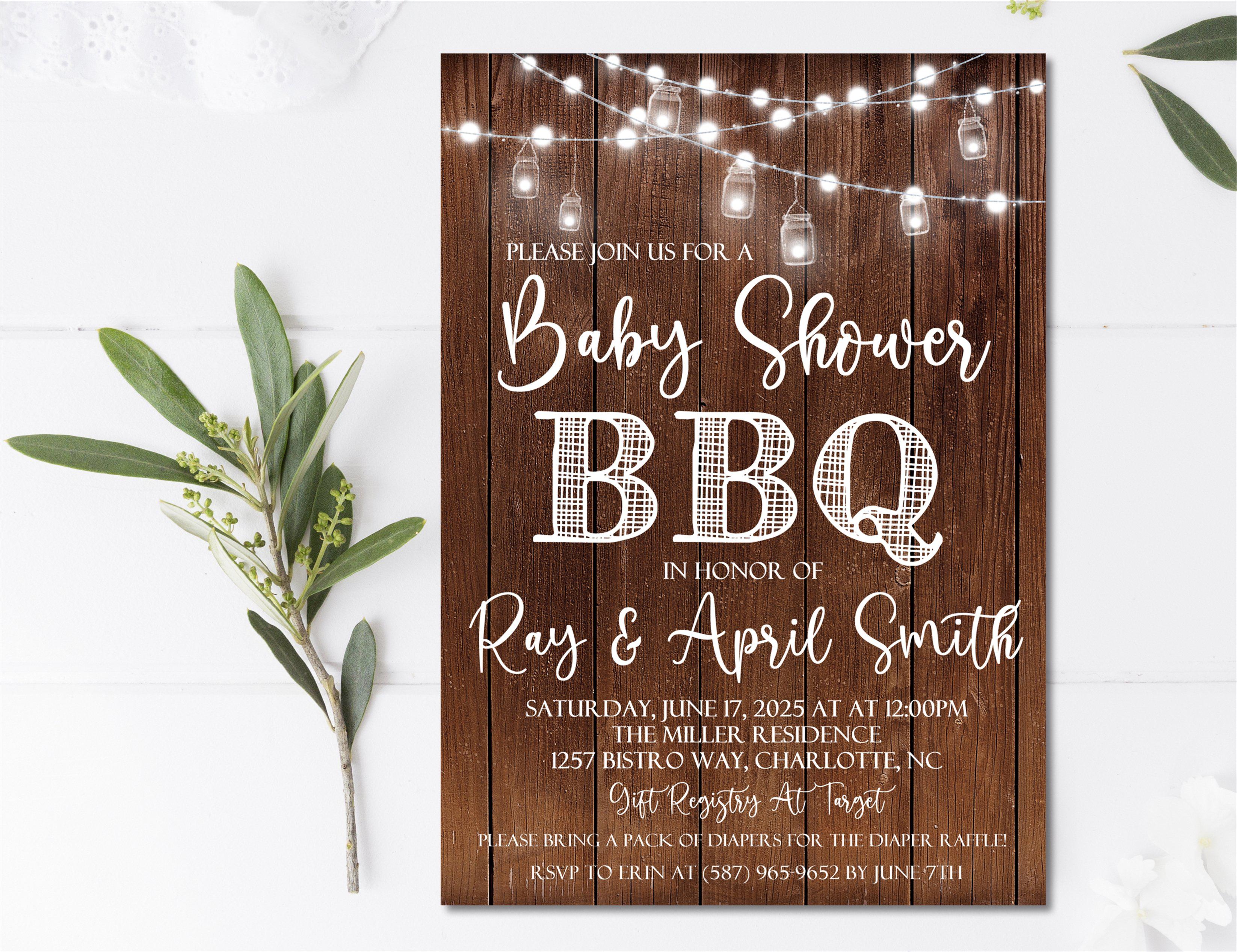 Backyard Baby Q Baby Shower Invitations