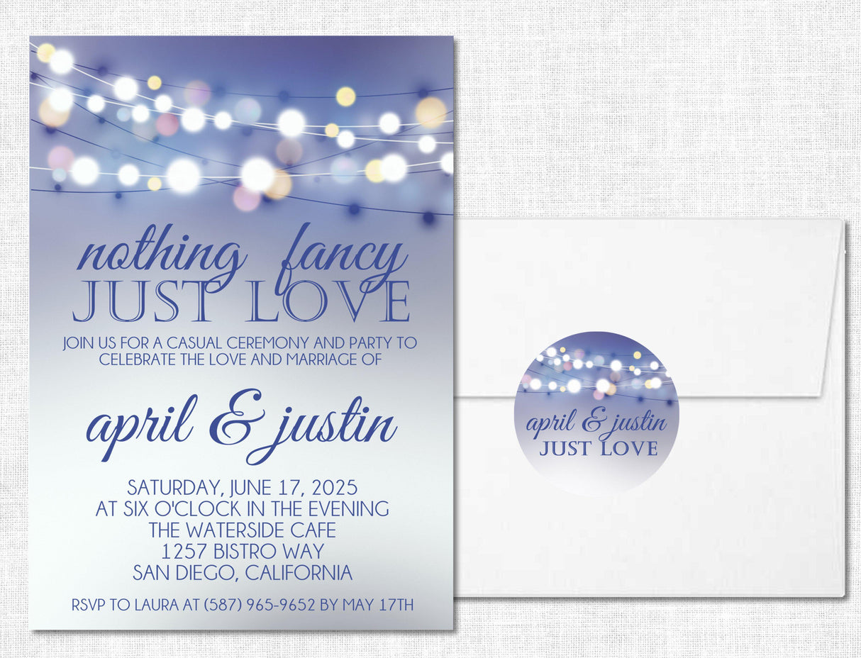 Backyard Bistro Light Wedding Invitations