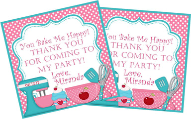 Baking Birthday Party Stickers Or Favor Tags