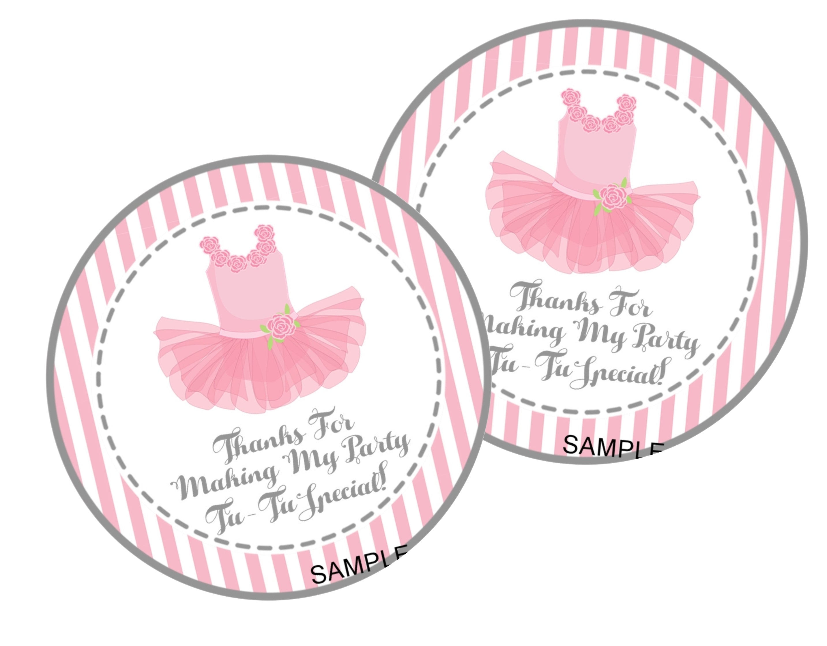 Ballet Tutu Birthday Party Stickers Or Favor Tags