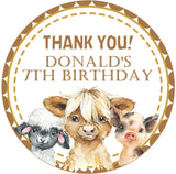 Barnyard party favor sticker personalized name