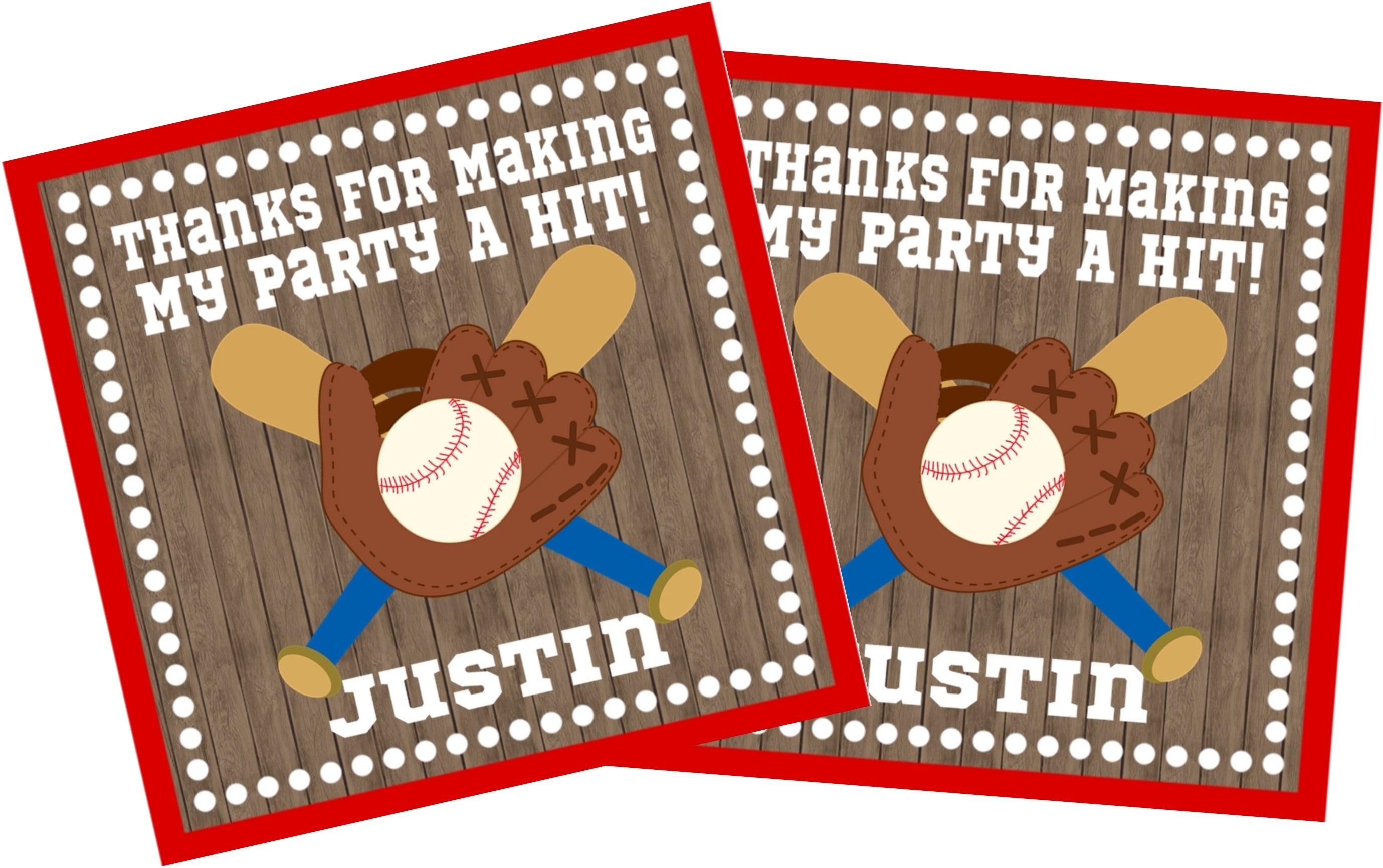 Baseball Birthday Party Stickers Or Favor Tags