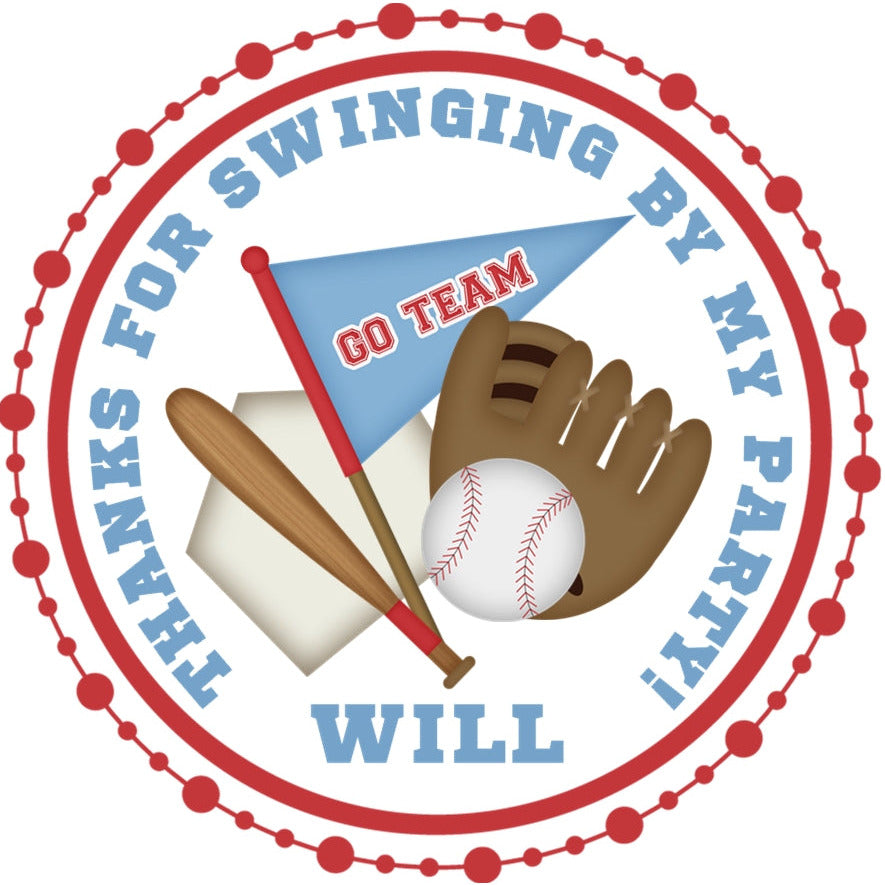 Baseball party stickers for birthdays or teams