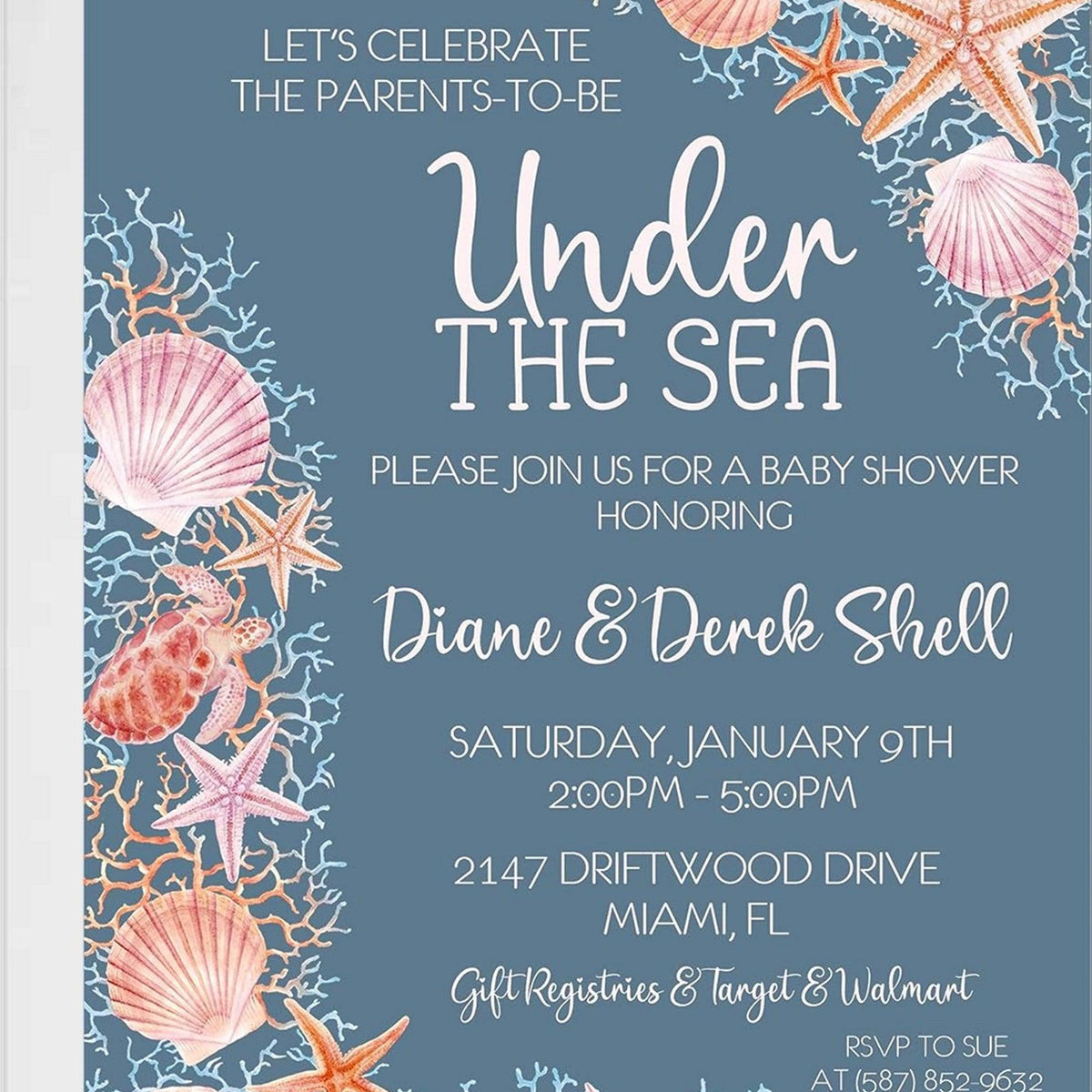 Beach baby shower fashion invitations