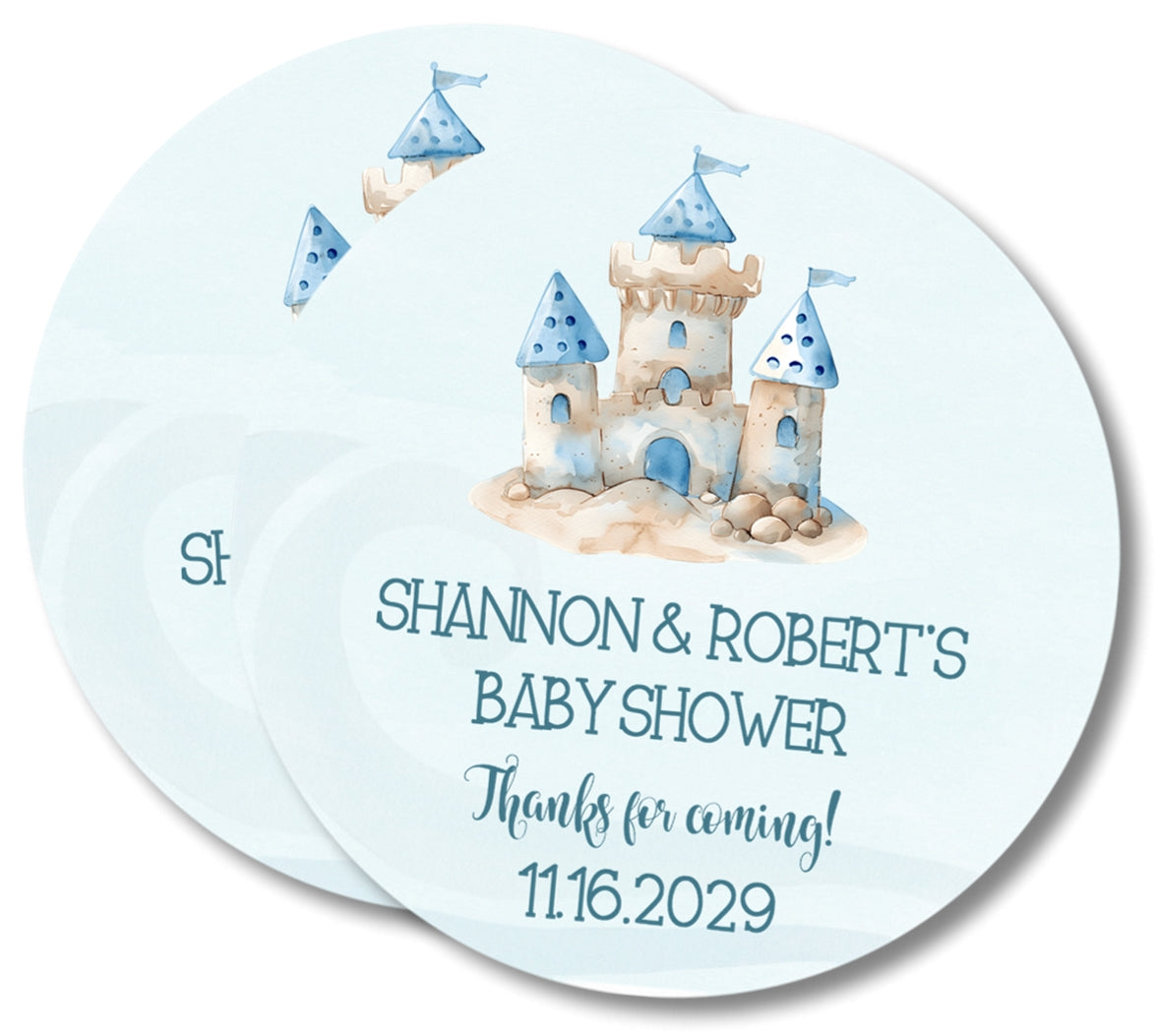Beach and nautical baby shower favor label