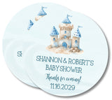 Beach and nautical baby shower favor label