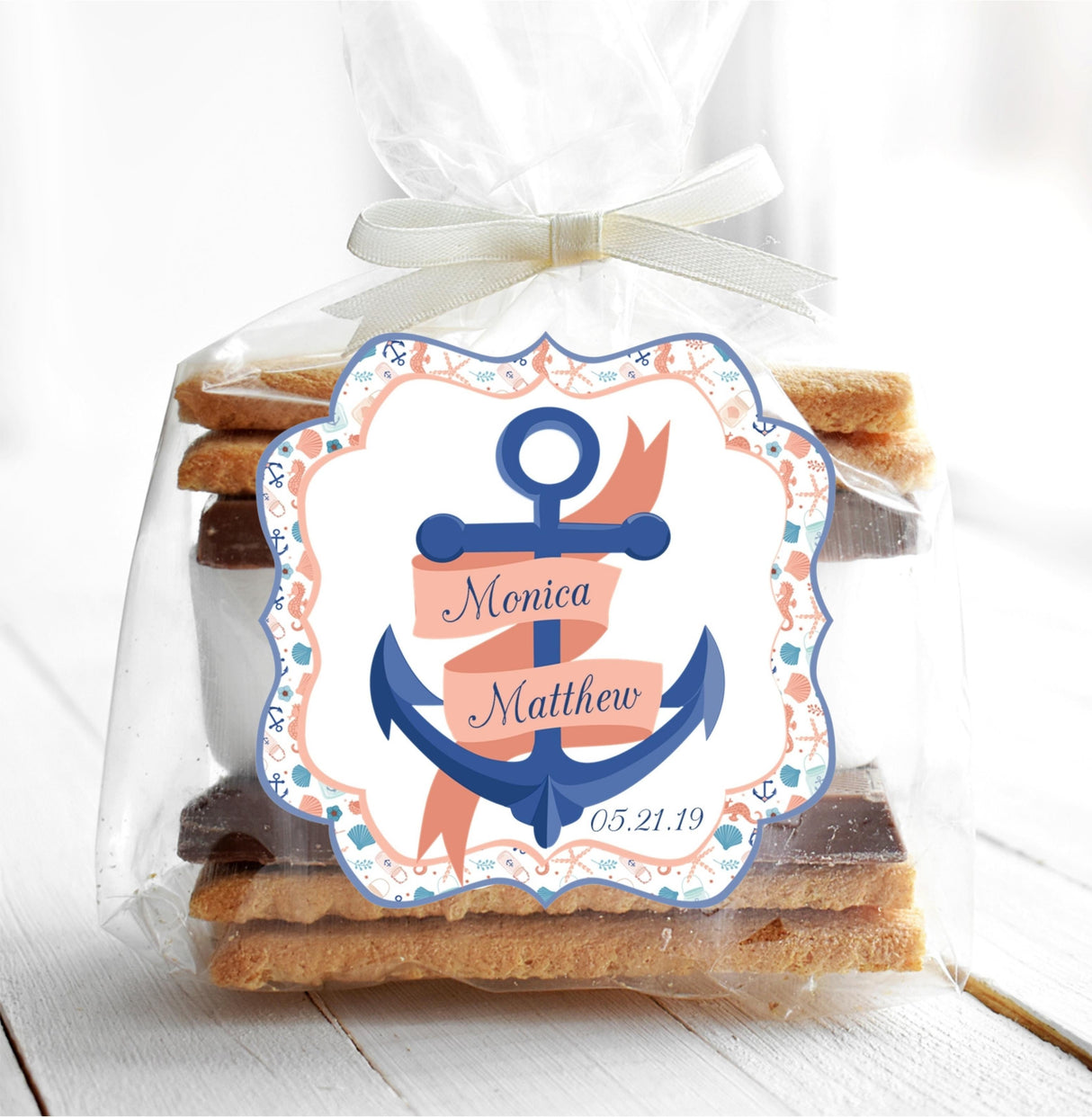 Beach wedding favor sticker