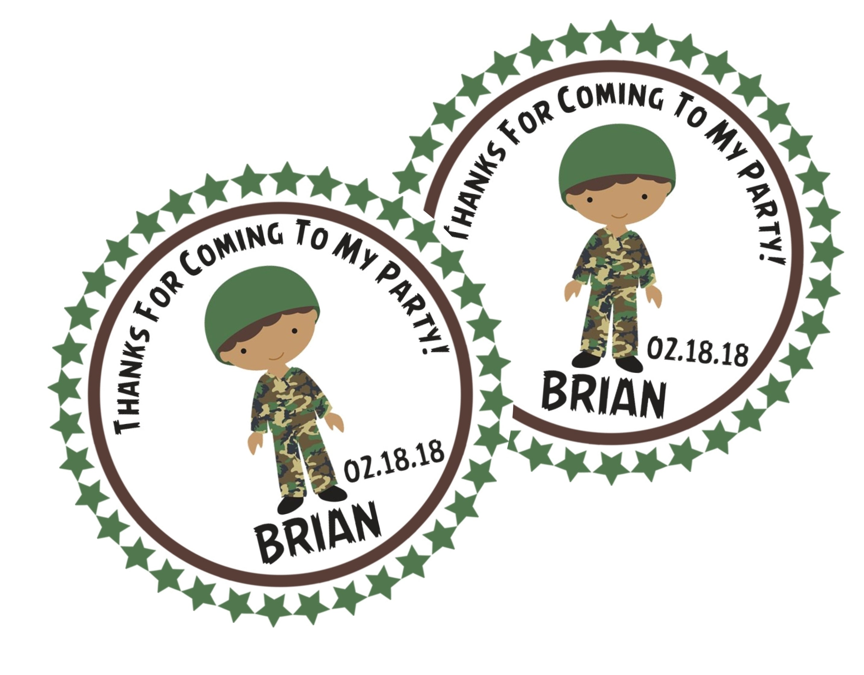 Army Birthday Party Stickers