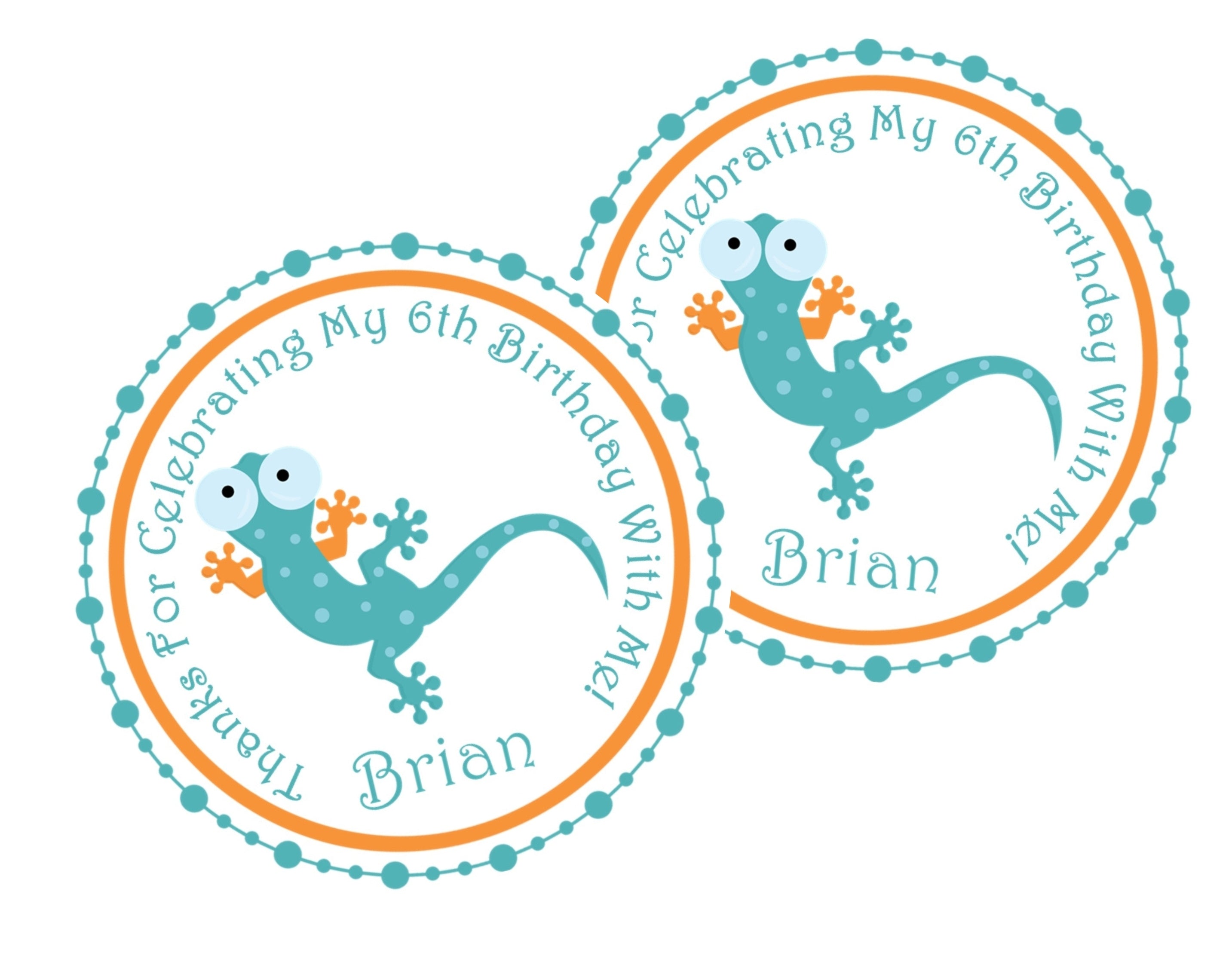 Gecko Reptile Birthday Party Stickers
