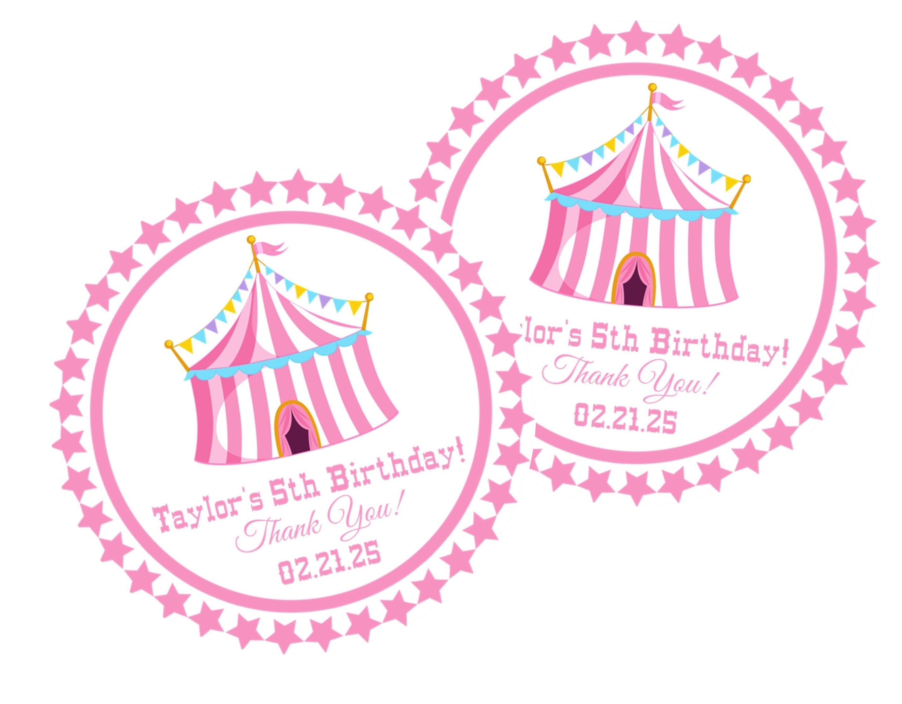 Circus Birthday Party Stickers Or Favor Tags