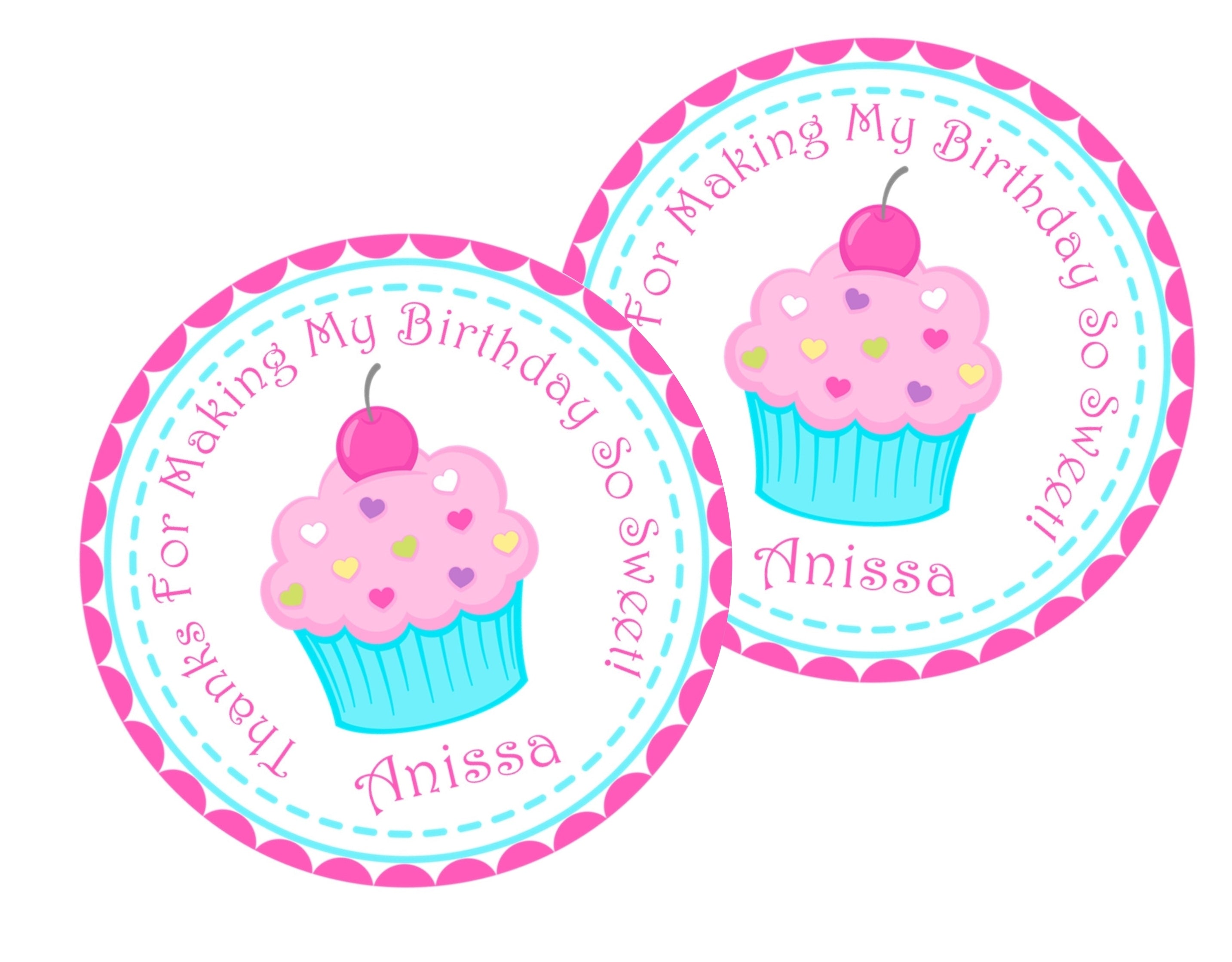 Cupcake Birthday Party Stickers