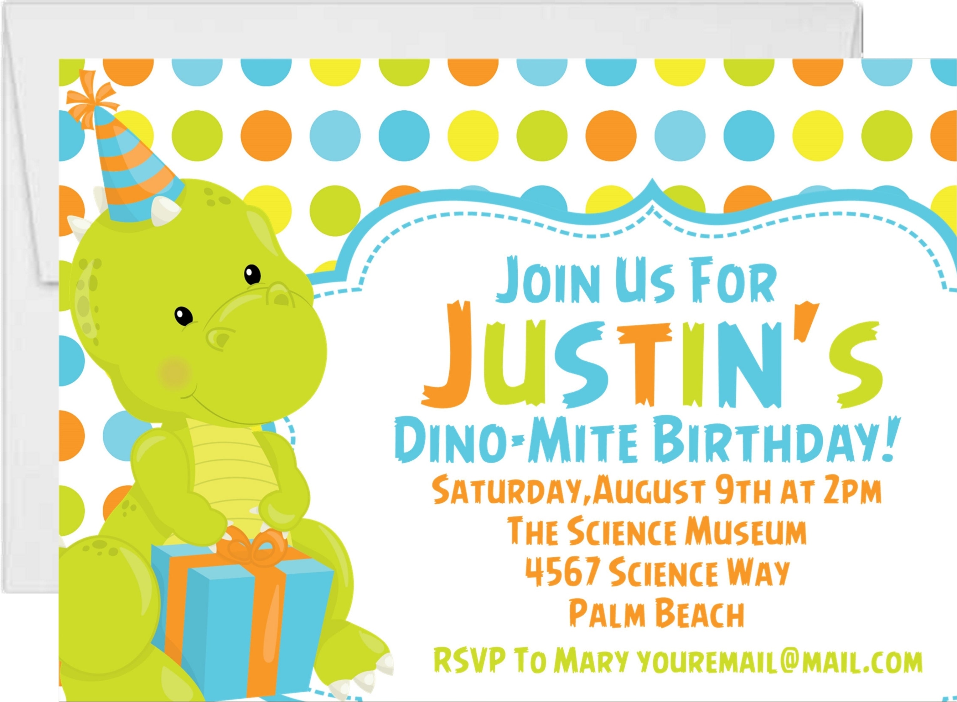Baby Dinosaur Birthday Party Invitations