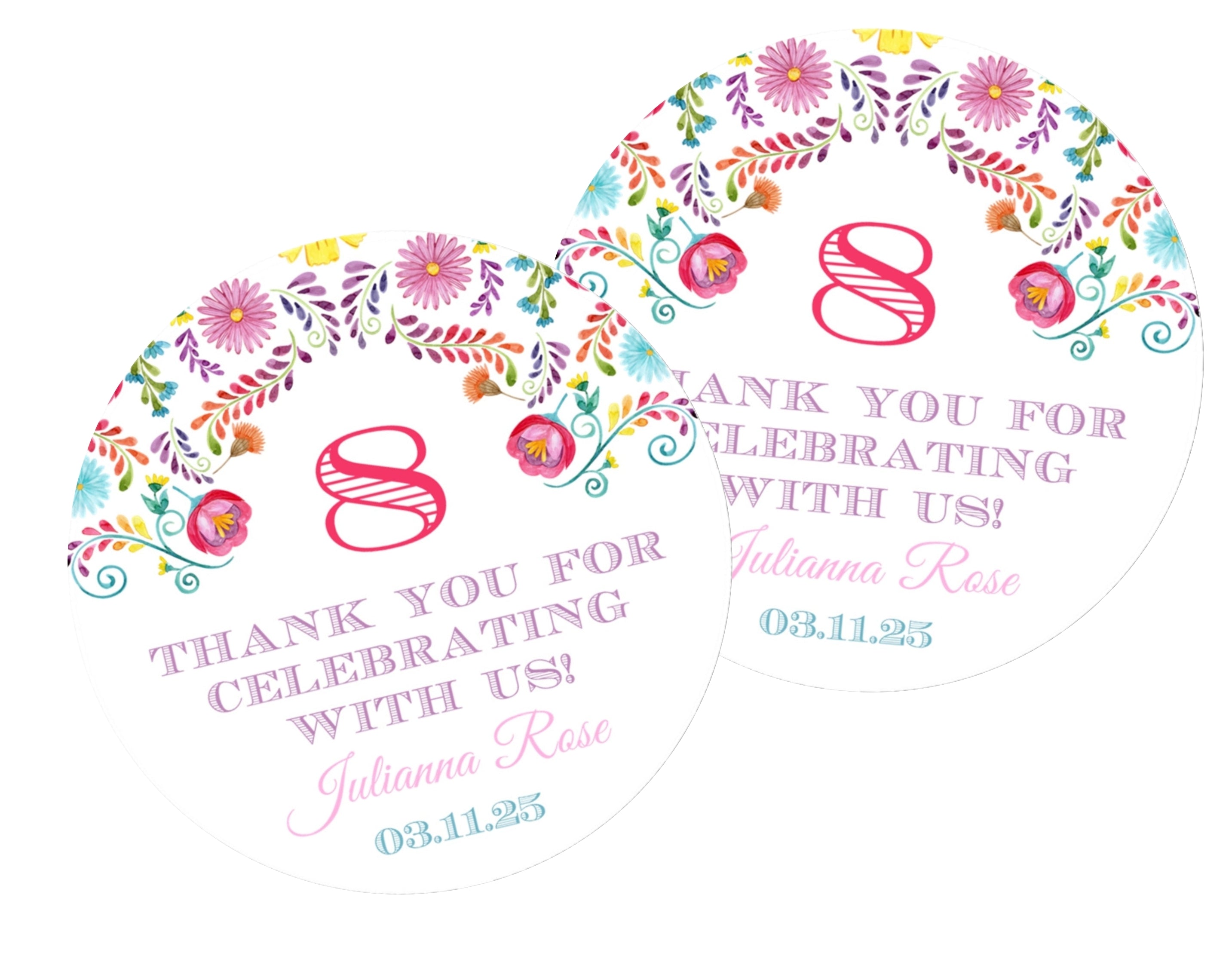 Fiesta Birthday Party Stickers Or Favor Tags