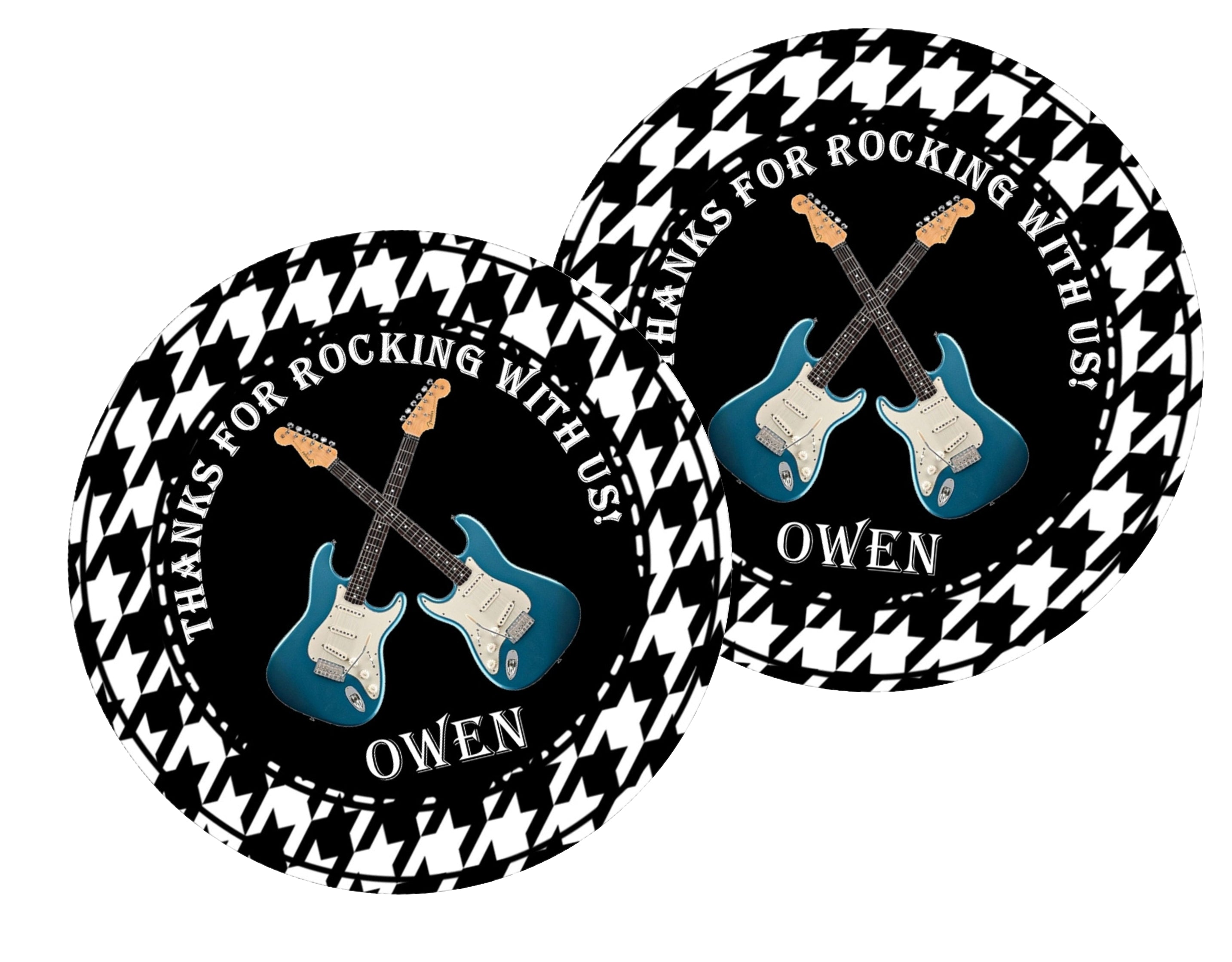 Rock and Roll Guitar Birthday Party Stickers Or Favor Tags