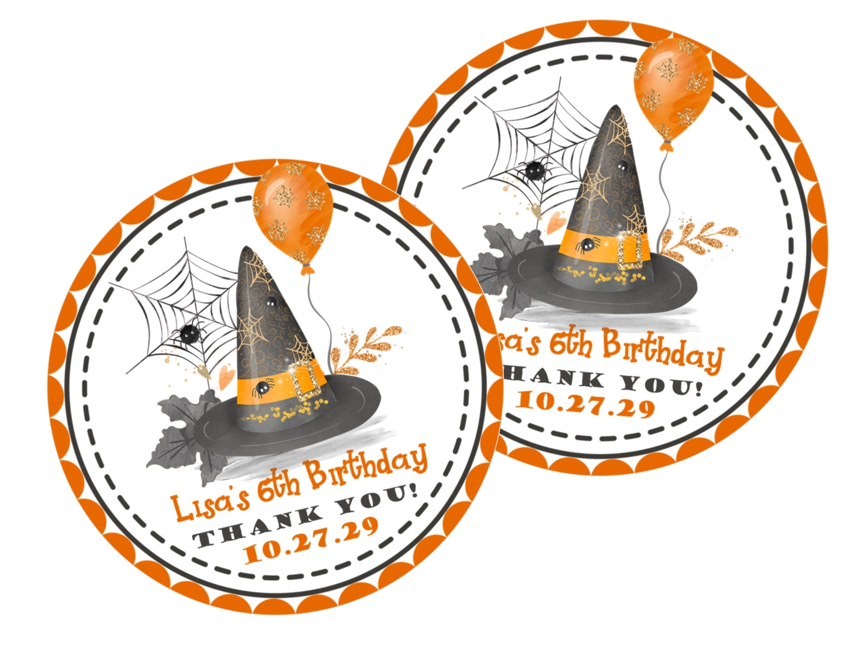 Halloween Witch Birthday Party Stickers