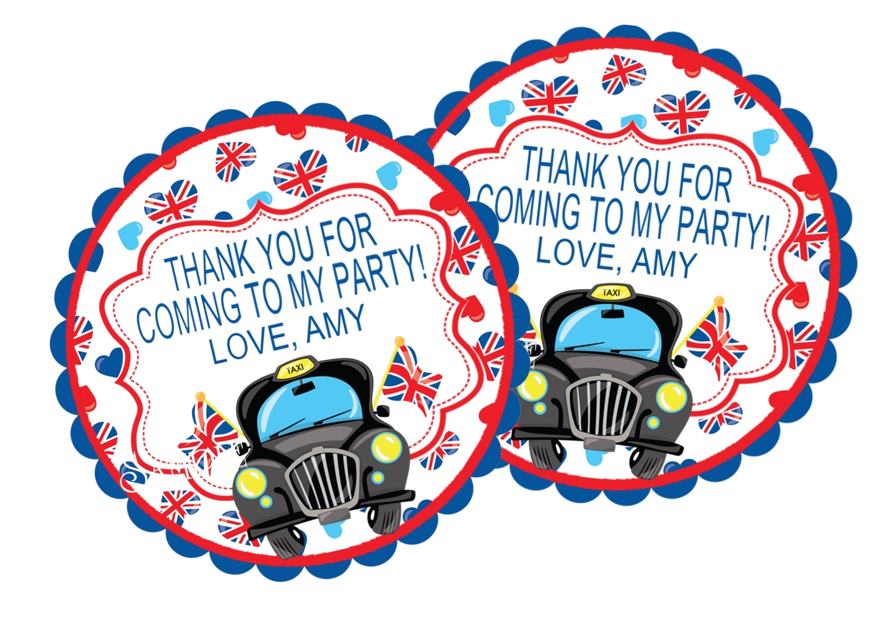London Birthday Party Stickers Or Favor Tags