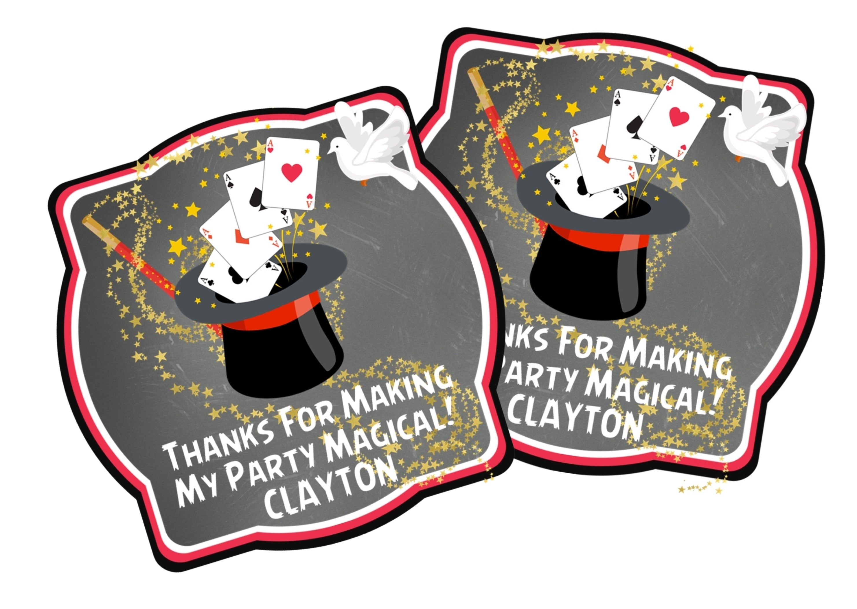 Magician Birthday Party Stickers or Favor Tags